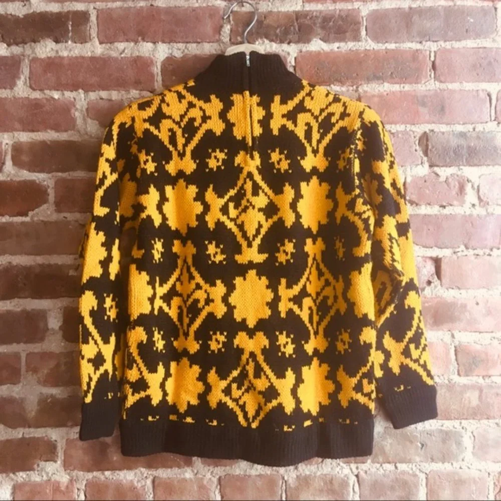 VTG Damask Knit Mockneck Sweater Size 36 - Picture 2 of 6